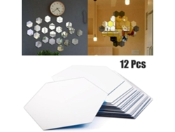 12 pegatinas de pared hexagonales con espejo acrílico 3D, decoración duradera y práctica para comedor y pasillo.