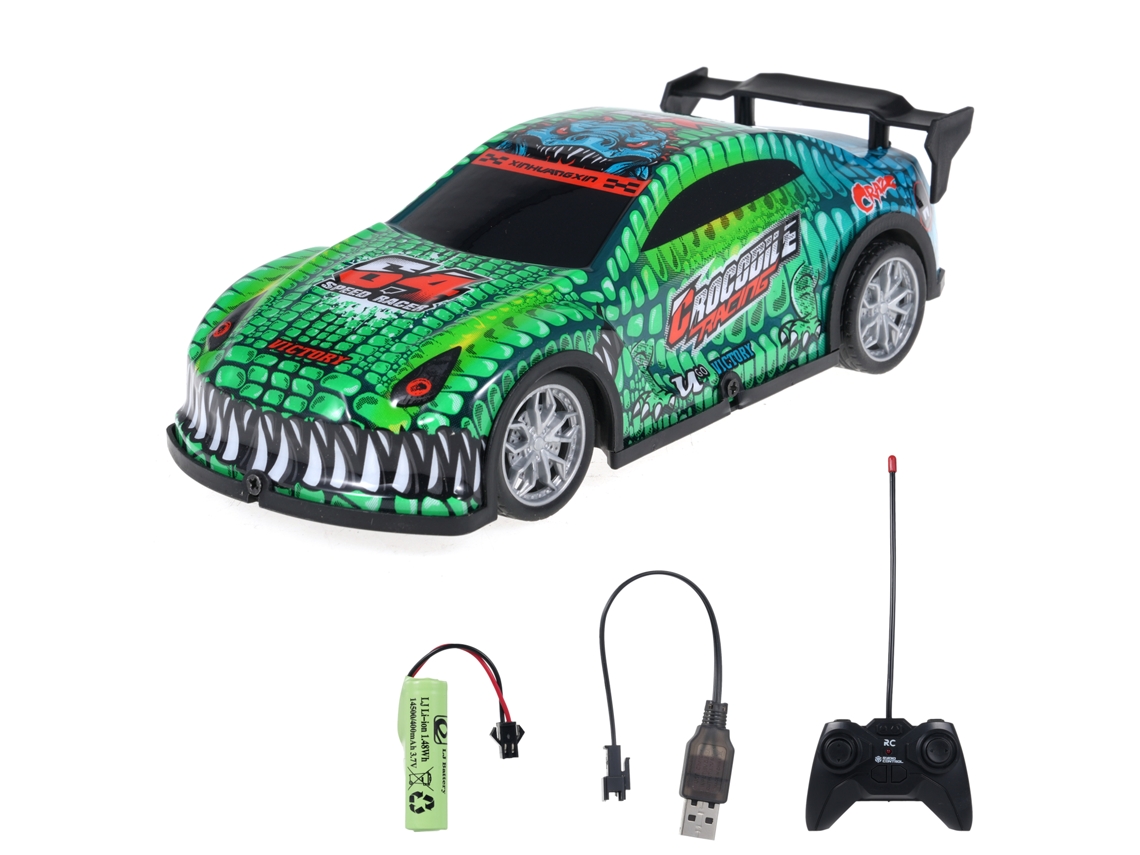 Coche Teledirigido A Escala 1:22, Vehículo De Carreras Eléctrico Con Luces, Regalo Para Adultos Y Niños, Verde.
