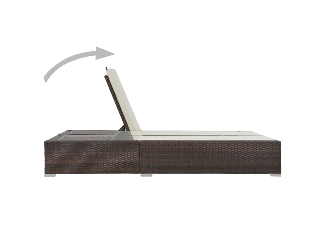 Tumbona doble Mueble para patio Asiento de jardín de ratán sintético marrón
