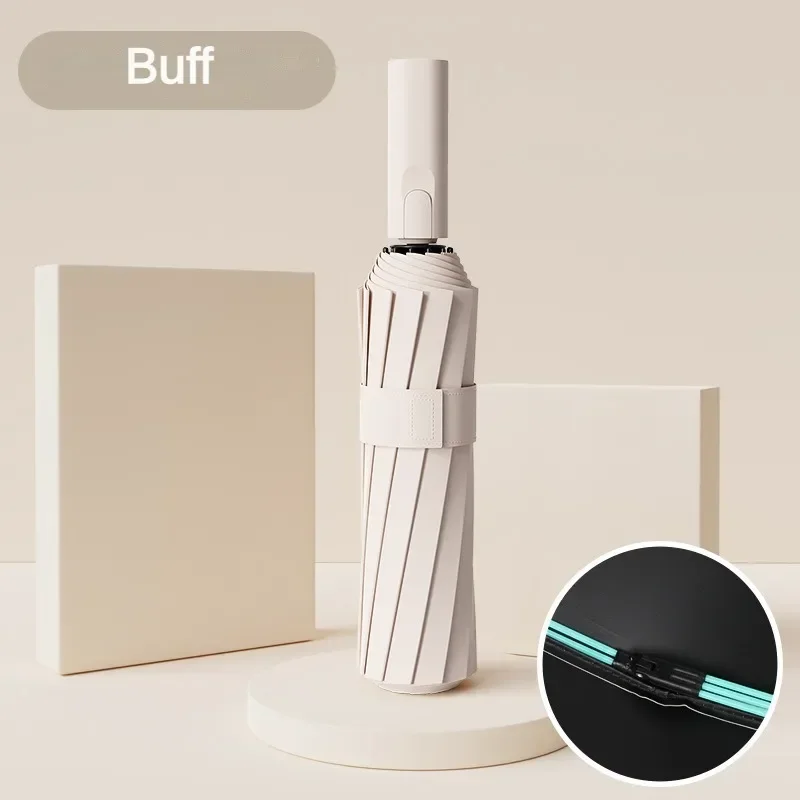 Paraguas Plegable Automático (beige) Resistente Al Viento Con 60 Varillas Reforzadas De Fibra De Vidrio.