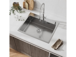 Fregadero De Acero Inoxidable 1 Seno 50x45x22 Cm Plateado - Para Cocina Pequeña Y Autocaravana - Pretaladrado Con Filtro