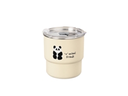 Vaso térmico Panda de 12 oz con pajita y tapa, de acero inoxidable de doble pared, amarillo Gusshious