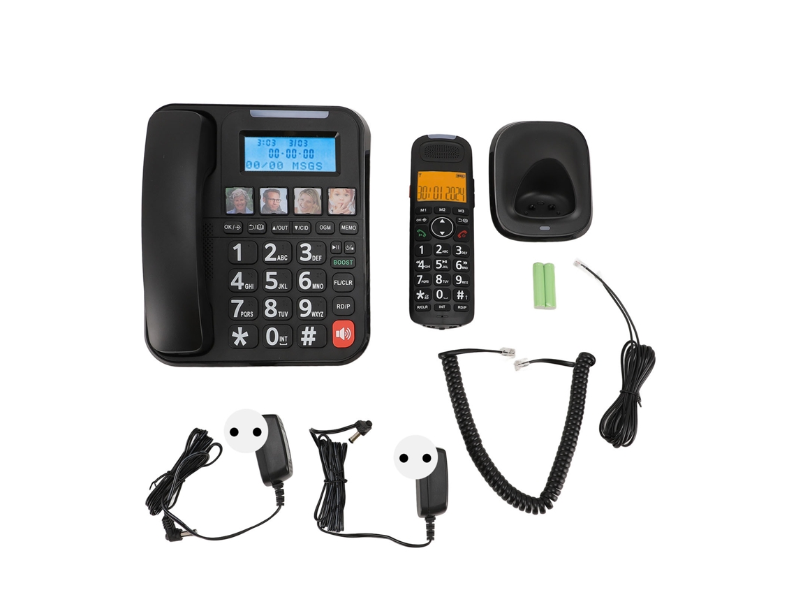 Teléfono con pantalla de 2 pulgadas y contestador automático.