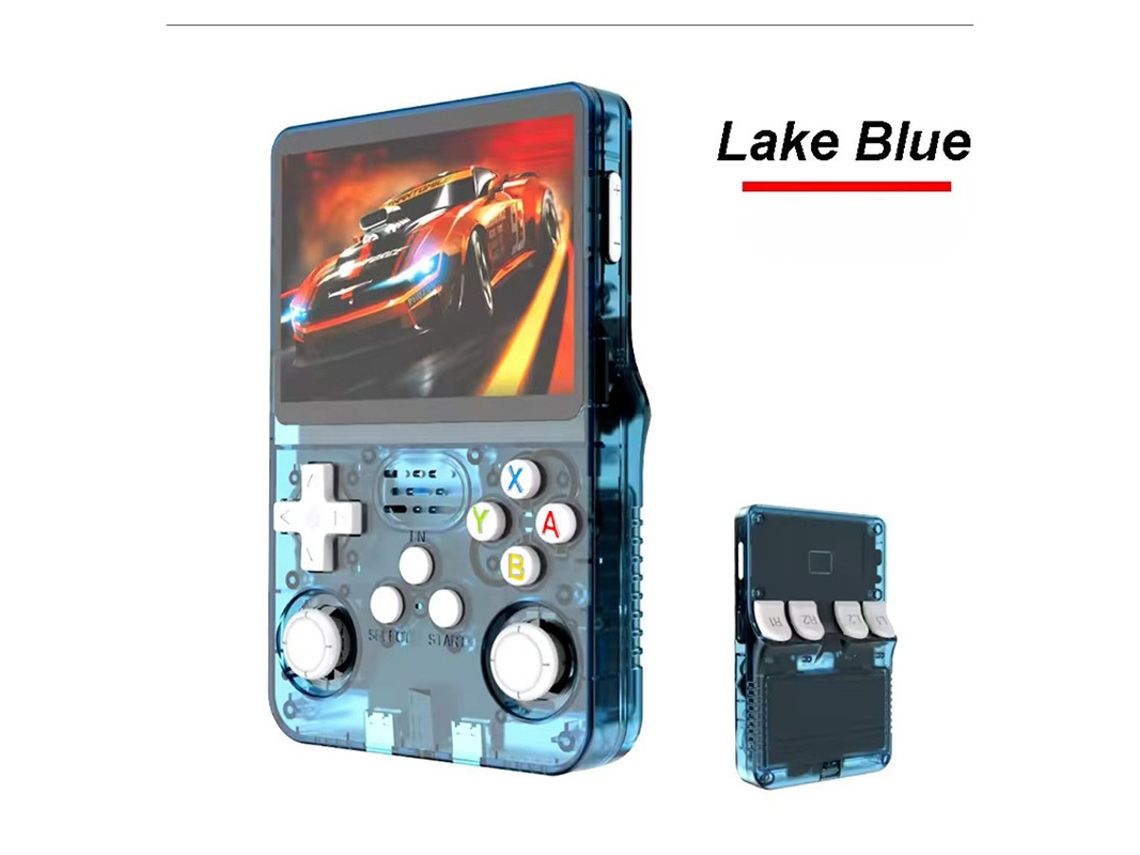 Consola De Jogos Porttil Fwinl R36s Jogo De Arcade Retro Porttil, Sistema Duplo 3d, Lago Azul Semitransparente 128gb