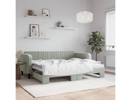 VIDAXL Sofá cama nido terciopelo gris claro 90x200 cm
