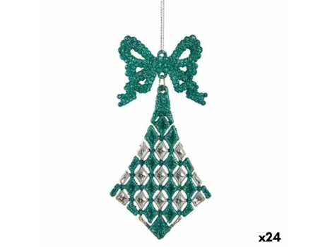 Conjunto de Adornos de Navidad KRIST Adorno Navideño Lazo Rombos Plástico Verde - 24un (7.5x1X15.5cm)