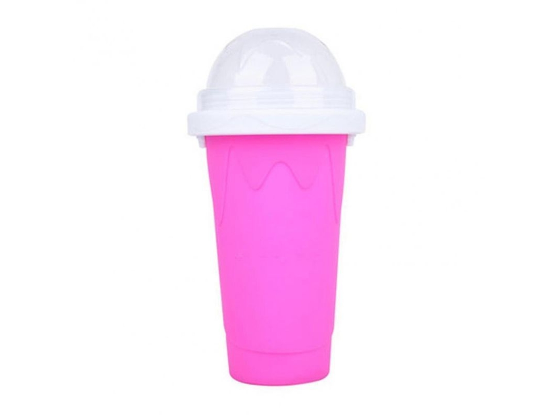 Prepara batidos en casa: Vaso de silicona de dos capas ecológico para helados y granizados Rojo