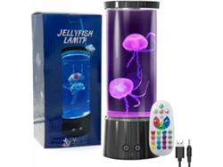 Lámpara de mesa con efecto medusa silenciosa, simulación realista de medusas con apagado automático, luz nocturna con control remoto y 1