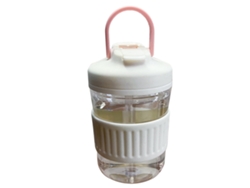 Botella De Agua Portátil Transparente Con Aislamiento Térmico De 400 Ml Con Pajita, Anticaída, Para Consumo Diario - Rosado