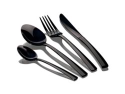 Cubertería Completa 24 Piezas Acero Inoxidable, Juego De Cubiertos 6 Personas, Pulido Brillante Berlinger Haus Deep Black Negro