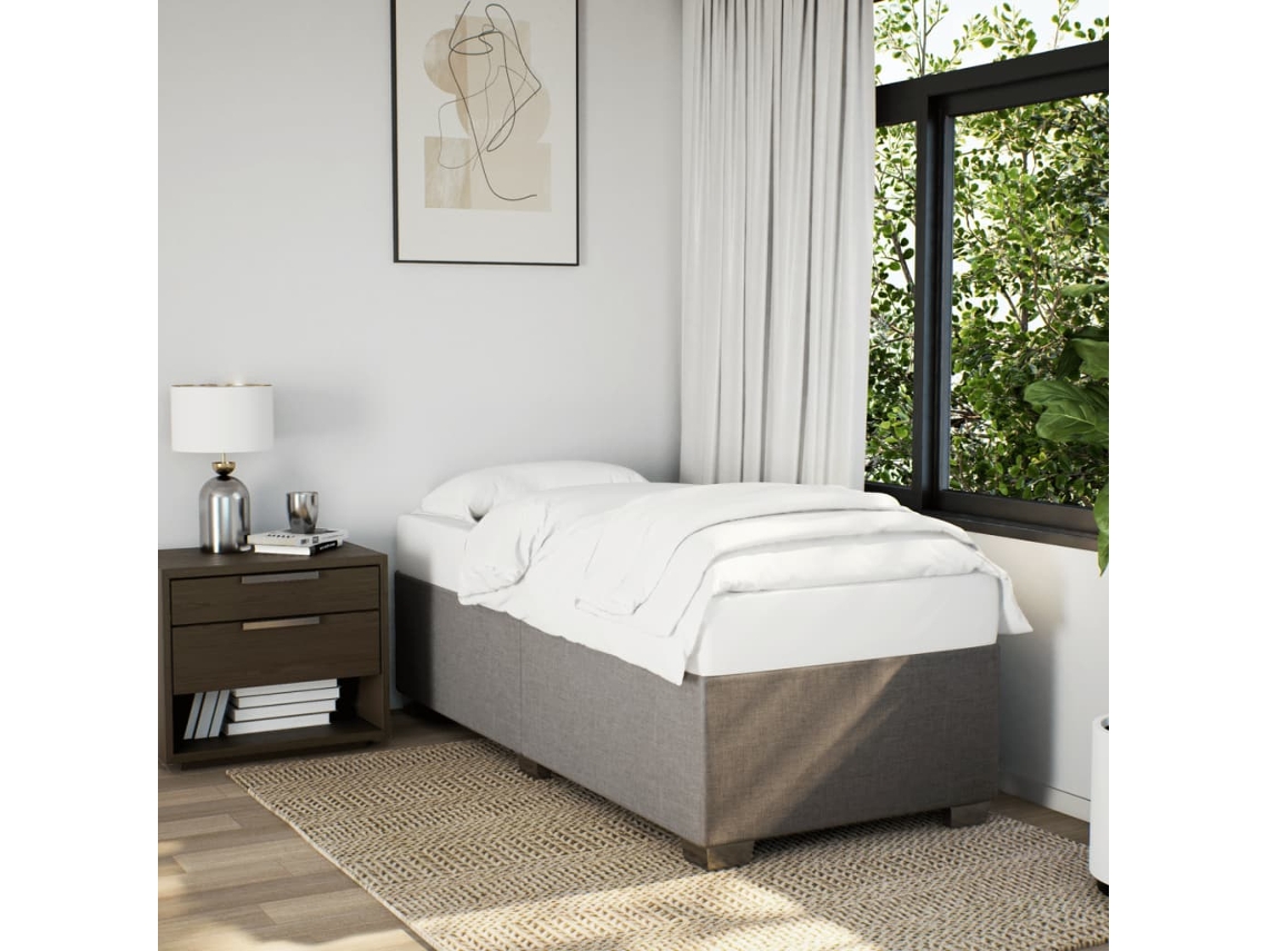 Estructura De Cama Sin Colchón Tela Gris Taupe 90x190 Cm
