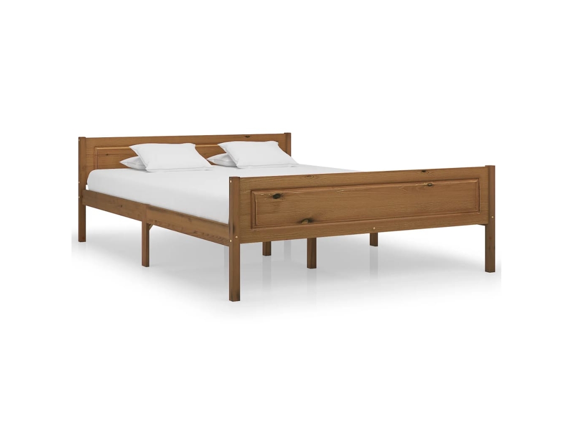 Estructura Cama Sin Colchón Madera Pino Marrón Miel 120x200 Cm