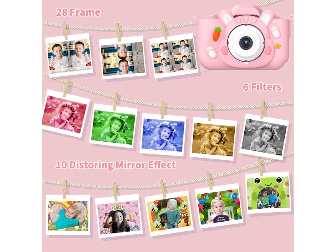 Cámara infantil de 32 GB HD 1080P, minicámara para niños, pantalla de 2 pulgadas, color rosa Yemaesre