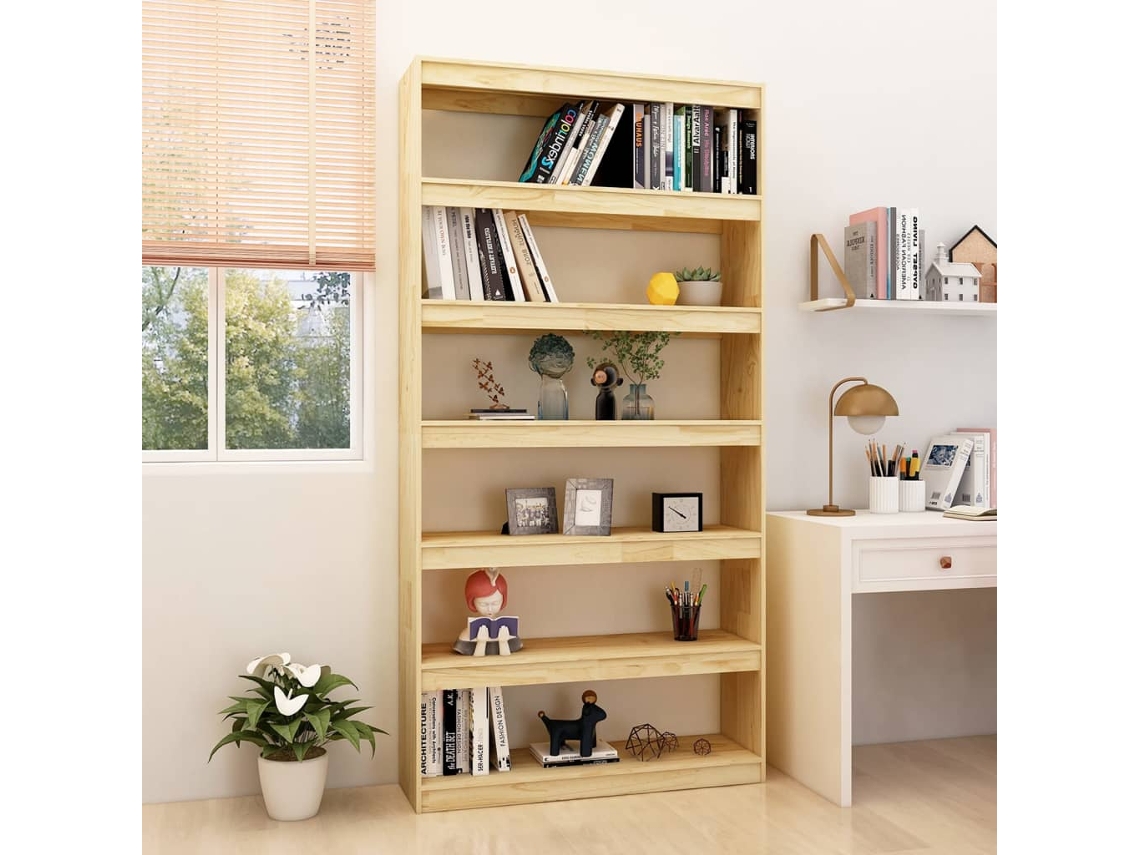 Estantería Librería Armario De Libros/divisor De Espacios Madera Maciza Pino 100x30x200 Cm Wsd305028