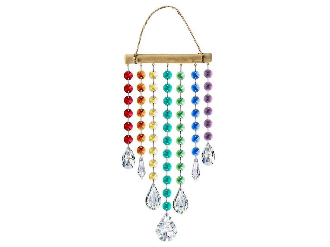 Atrapasol con cristales prismáticos, campanilla de viento de cristal brillante, creador de arcoíris, hogar