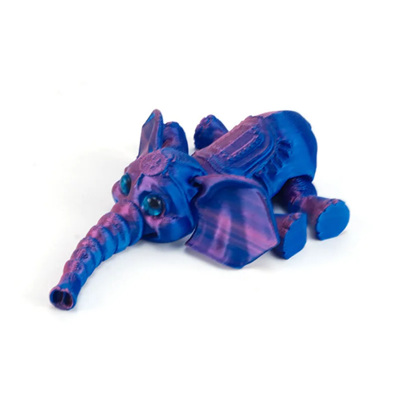 Lindo Juguete De Elefante De Dibujos Animados Impreso En 3d Con Extremidades Articuladas.