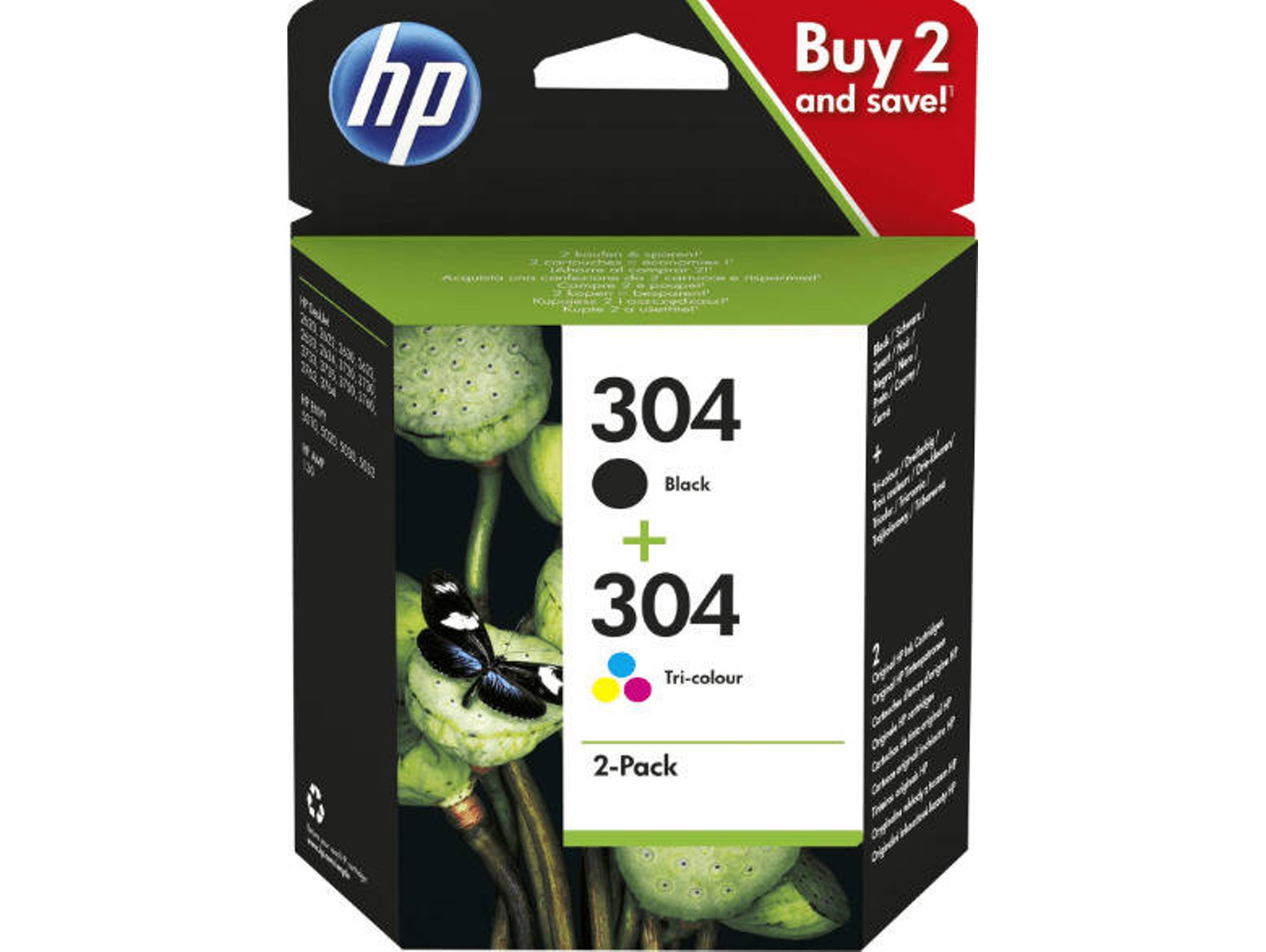 Pack de ahorro de 2 Cartuchos de Tinta Original HP 304  NEGRO TRICOLOR