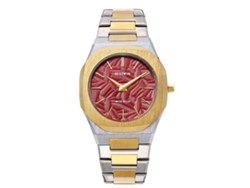 Reloj De Cuarzo Para Hombre (rojo) Con Hojas En Relieve.