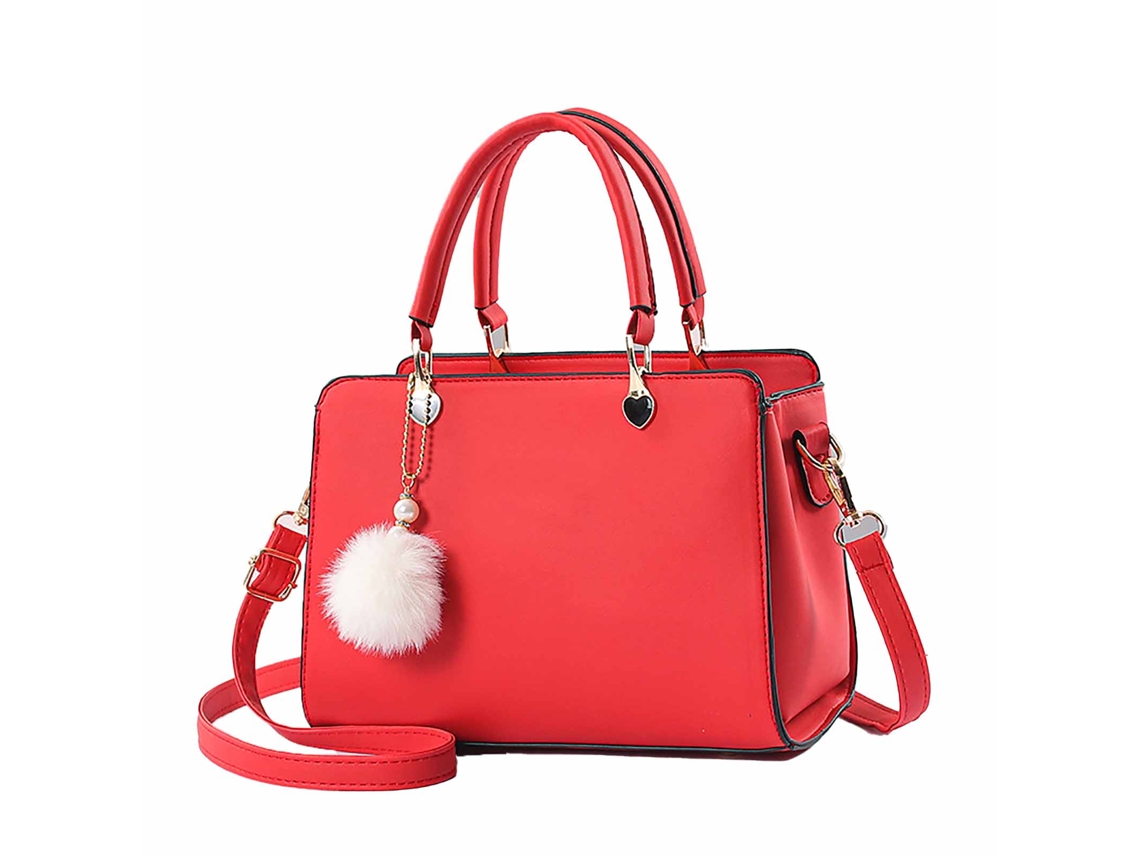 Bolso Bandolera De Piel Sintética Para Mujer Con Asa Superior, Gran Capacidad Para Uso Diario, Color Rojo.