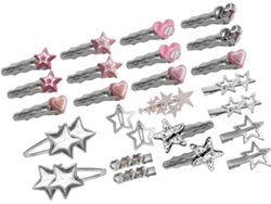 Conjunto De 25 Pinzas Para El Cabello Estilo Años 2000 Con Cadenas Y Estrellas: Accesorios Únicos Para Mujeres.