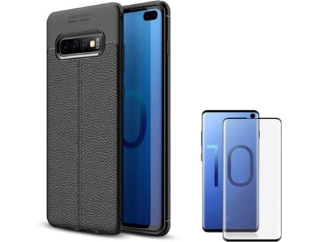 Carcasa y Protector Samsung S10 Plus Rugged Leather Negro