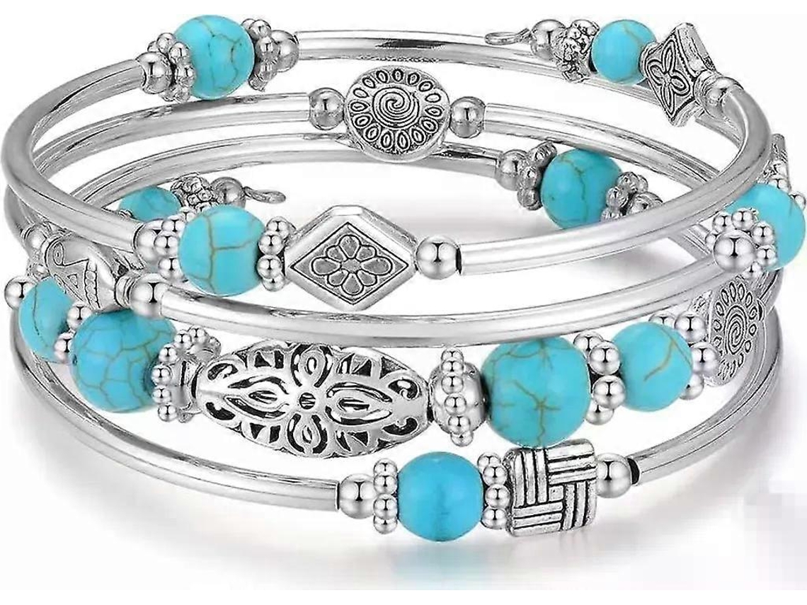 Pulsera de una pieza con piedras de ágata turquesa, pulsera rígida, regalo ideal para mujer, J0555 Nostalgia88