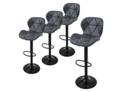Conjunto de 4X Bancos de Couro Falso Cadeiras Giratórias Antracite com Apoio para Os Pés ML-DESIGN