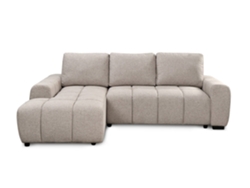 Sofá cama Nuvola con chaise longue y cómoda, 258 cm, beige, chaise longue a la izquierda