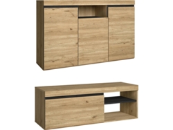 Conjunto De Muebles Naturale, Buffet-mueble Tv 120cm Roble Negro Nórdico