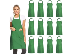 2026da-12 Delantales Verdes Sin Patrones Con 2 Bolsillos, Unisex Para Cocina Restaurante Bbq Pintura Artesanía