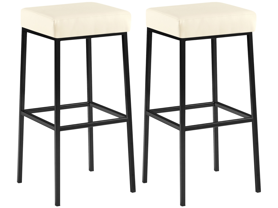 Juego de 2 taburetes de bar Montreal 85 en símil piel CLP color crema/negro