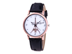 Reloj De Pulsera De Cuarzo Para Mujer Zhoulianfa Con Esfera Redonda Y Patrón De Torre Negra.