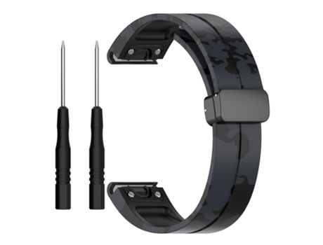 Correa de reloj con hebilla magnética de silicona de 20 mm para Garmin Vivomove Trend, Forerunner Negro