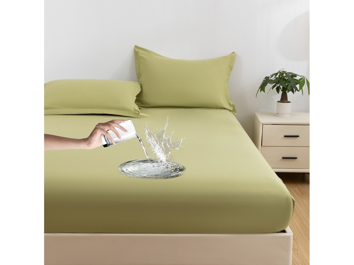 Protector De Colchón Impermeable Czhhmart 200cm X 220cm (con Un Par De Fundas De Almohada) Caqui