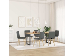 Pack 6 Uds Sillas De Comedor | Silla De Comida | Silla De Cocina Tela Gris Oscuro Wsd754132