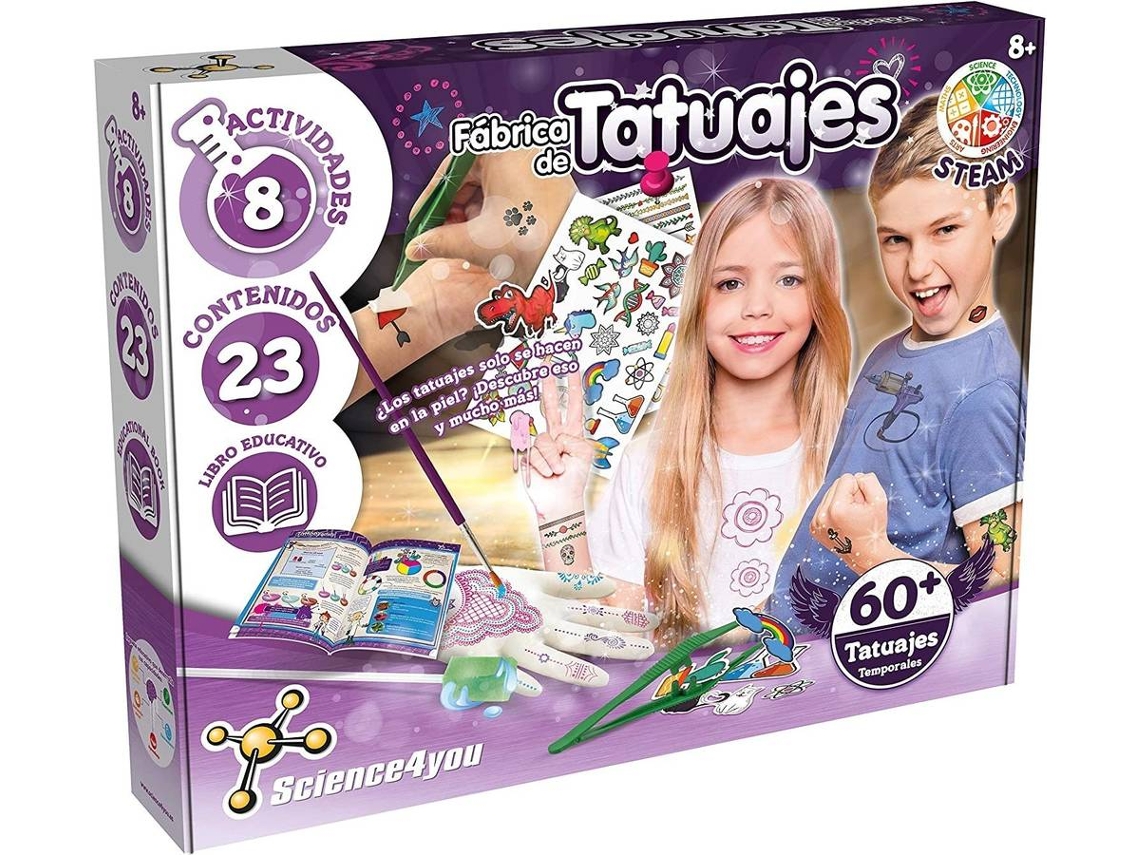 Kit de Ciencia SCIENCE4YOU Fábriga de Tatuajes (Edad Mínima: 8)