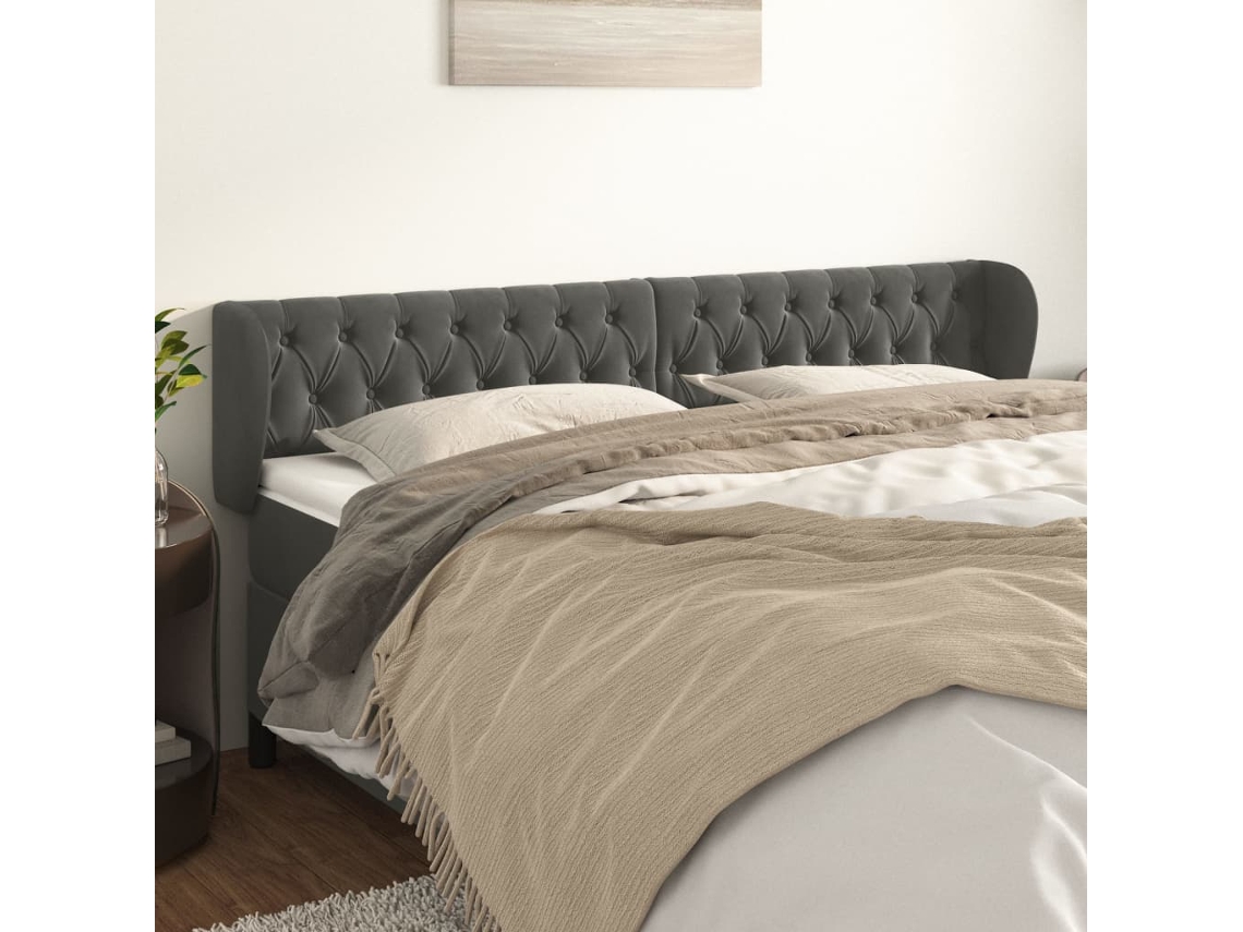 Cabecero De Terciopelo Gris Oscuro 183x23x78/88 Cm