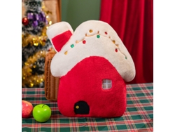 (casa Vermelha De Natal Da Rose 45cm) Brinquedo De Pelúcia, Almofada Para Sofá
