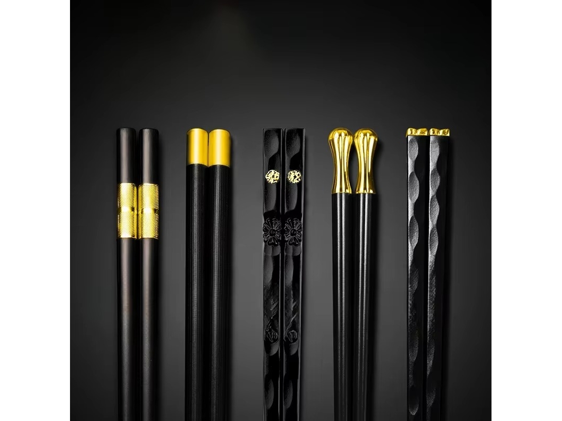 Juego de 5 pares de palillos reutilizables de aleación de metal para sushi japonés y chino MDUG (Estilo 2)