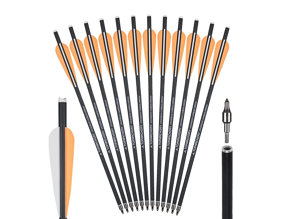 Flechas de carbono, eje de carbono mixto, punta reemplazable, naranja, 12 unidades OEM