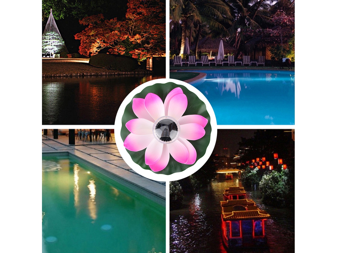Luz solar flotante de loto para piscina con 7 colores cambiantes