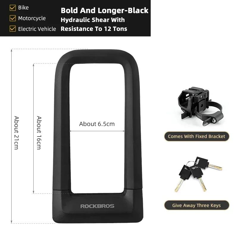 Candado MDUG de silicona en forma de U, resistente al corte, hidráulico, antirrobo, negro*