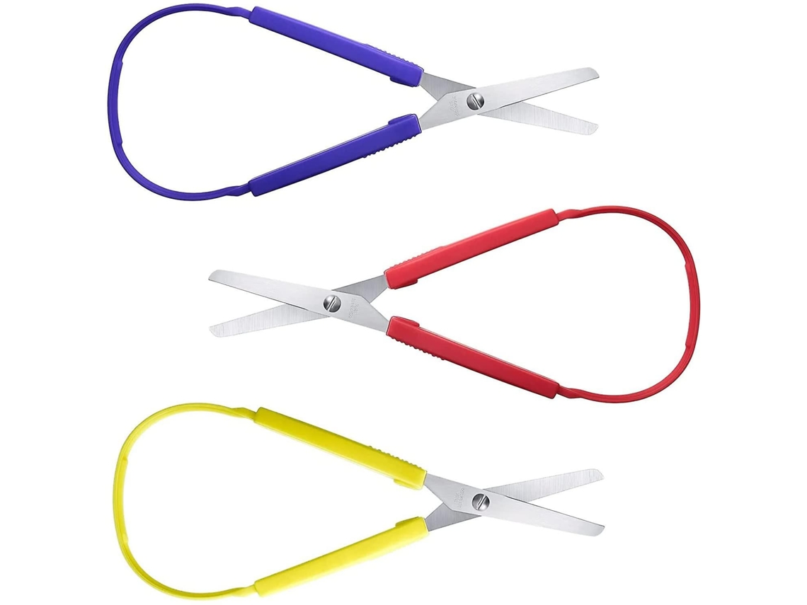 Paquete De 3 Tijeras De Bucle Con Apertura Automática, Tijeras Seguras Para Niños Y Adultos.