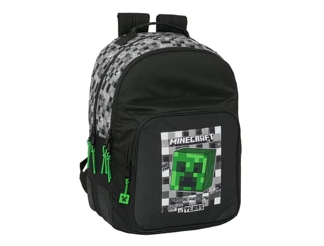 Mochila Escolar MINECRAFT Negro Verde Gris 32 x 42 x 15 cm