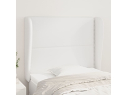 Cabecero Con Orejas De Cuero Sintético Blanco 103x23x118/128 Cm