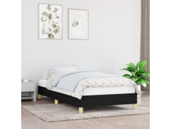 Estructura de cama sin colchón tela negro 90x190 cm