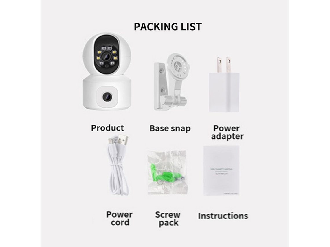 Cámara De Seguridad Inalámbrica 1080p 3mp Ptz Con Seguimiento De Movimiento, Visión Nocturna Ir Y Audio Bidireccional, Monitor Bebé Para Hogar