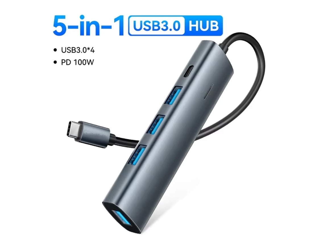 Estación de acoplamiento 5 en 1 USB C 3.2 3.0 Hub Yizhood 4K 60Hz HDMI 100W para Macbook Pro Samsung Xiaomi PC Laptop gris