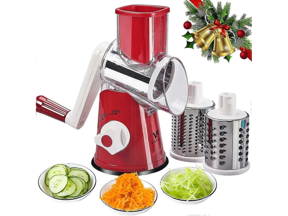 Rallador Manual Giratorio Para Verduras Con 3 Cuchillas De Acero Inoxidable, Para Frutas, Verduras Y Queso.