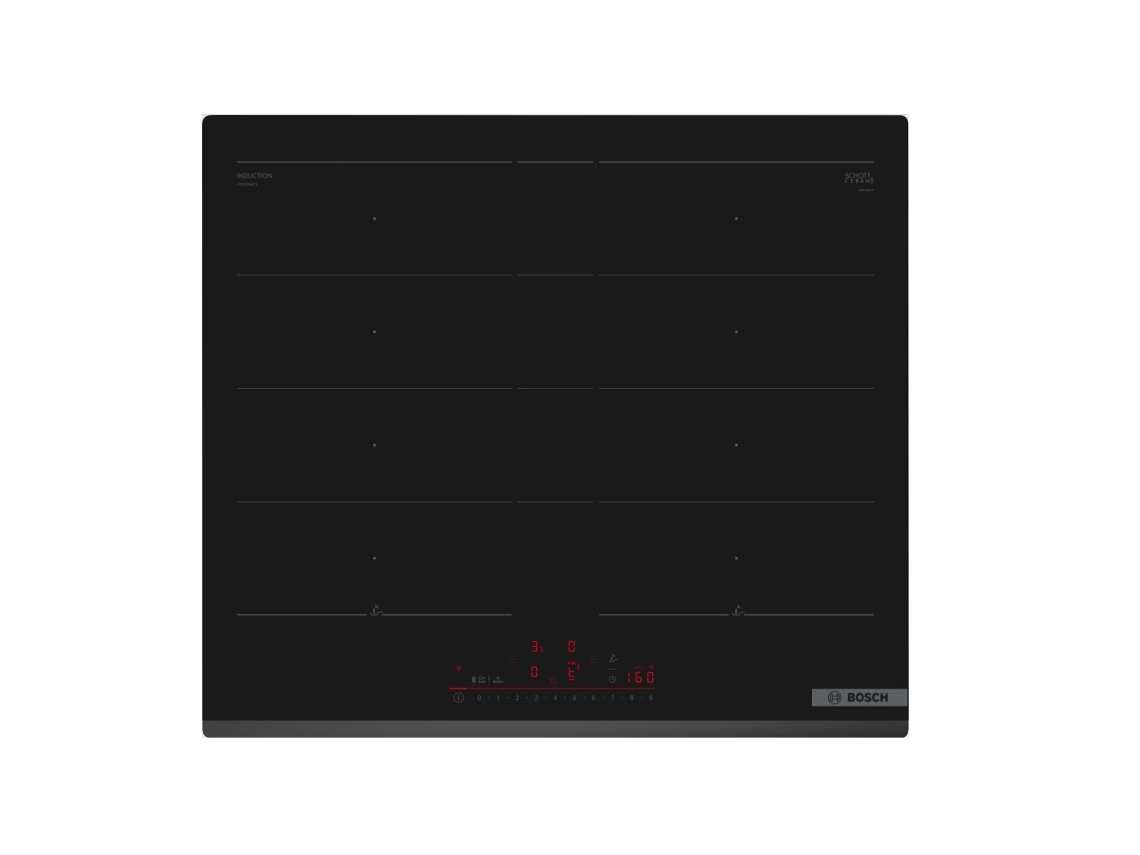 Placa de inducción 60cm 4 fuegos 7400w negra. PXY63KHC1E - BOSCH